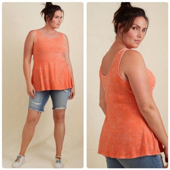 Torrid Sz 2 Super Soft Ribbed Peplum Tank Top Womens 2X Orange Stretch Knit T01X - Picture 1 of 5